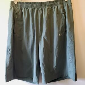 Northyard Army Green Running Gym Shorts Quick Dry Athletic Zip Pockets Men’s XL